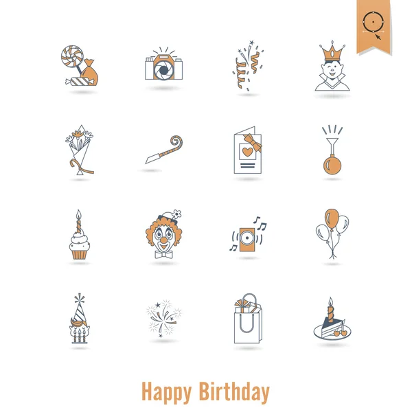 Conjunto de iconos de feliz cumpleaños — Vector de stock