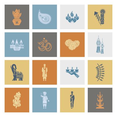 Diwali. Hint Festivali simgeler