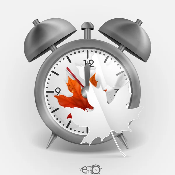 Reloj despertador de estilo clásico de metal — Vector de stock