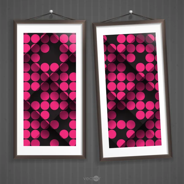 Twee frames van afbeelding op een gestreepte oude muur — Stockvector