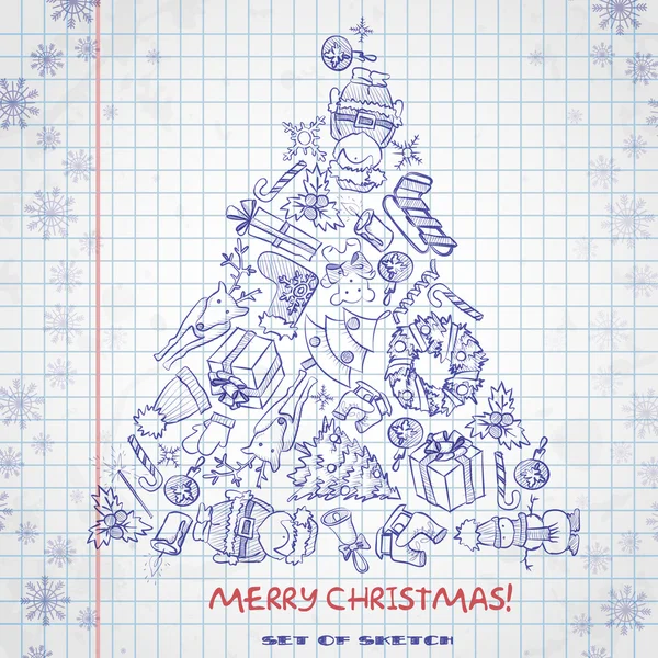 Set de Navidad dibujado a mano — Archivo Imágenes Vectoriales