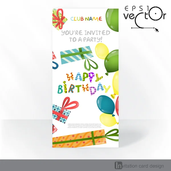 Party Invitation Card Design, Template — Stock Vector