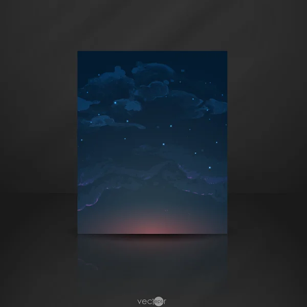 Cielo nocturno dibujado a mano acuarela fondo — Vector de stock