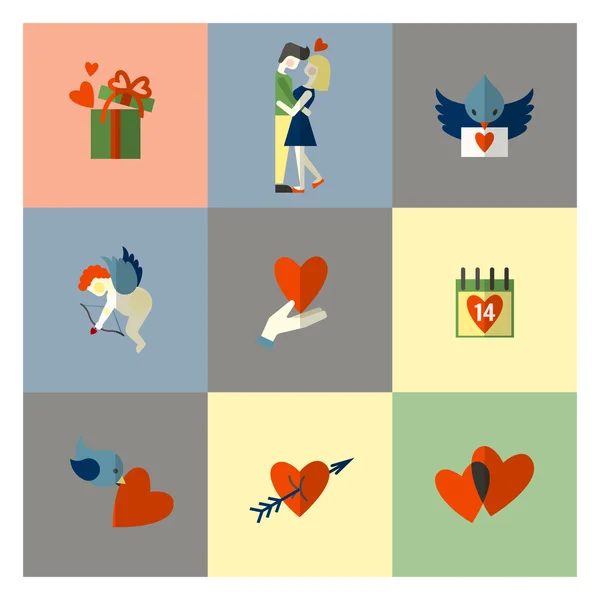 Feliz día de San Valentín Iconos — Vector de stock