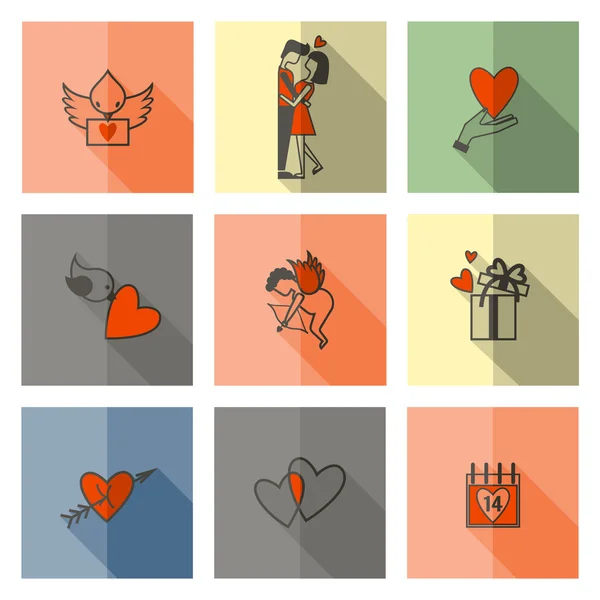 Feliz día de San Valentín Iconos — Vector de stock