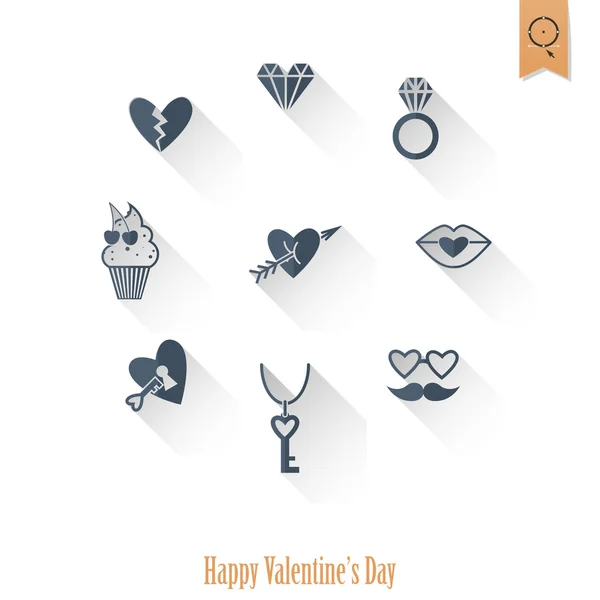 Happy Valentijnsdag pictogrammen — Stockvector