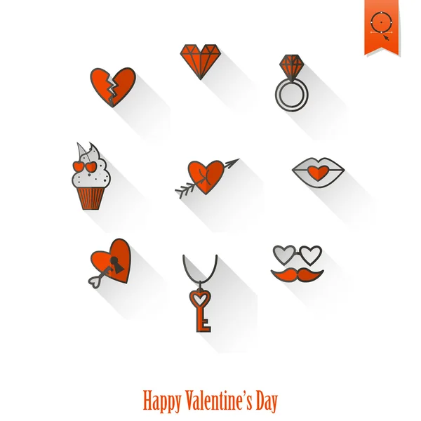 Happy Valentijnsdag pictogrammen — Stockvector