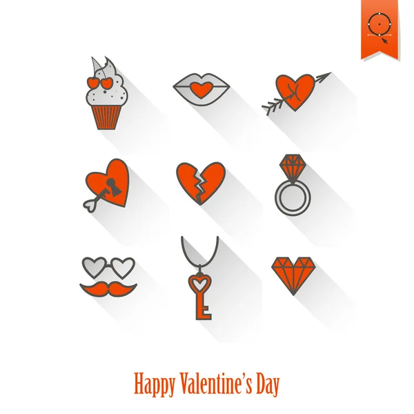 Happy Valentijnsdag pictogrammen — Stockvector