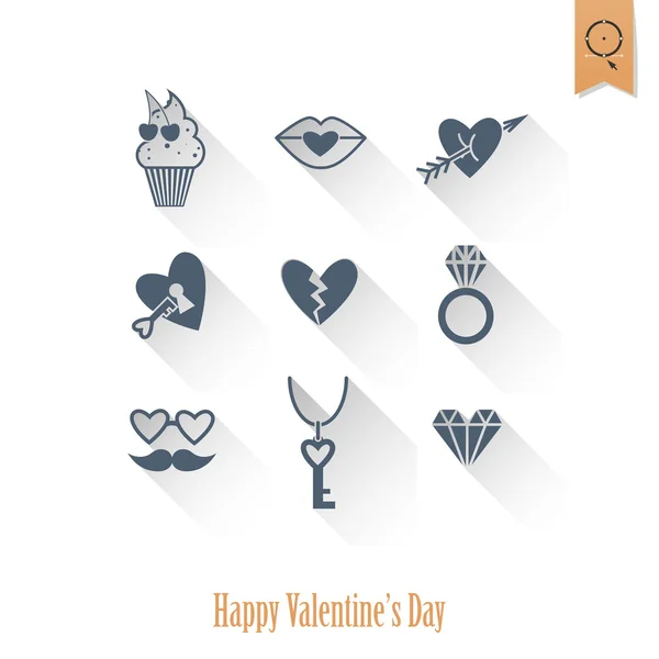 Happy Valentijnsdag pictogrammen — Stockvector