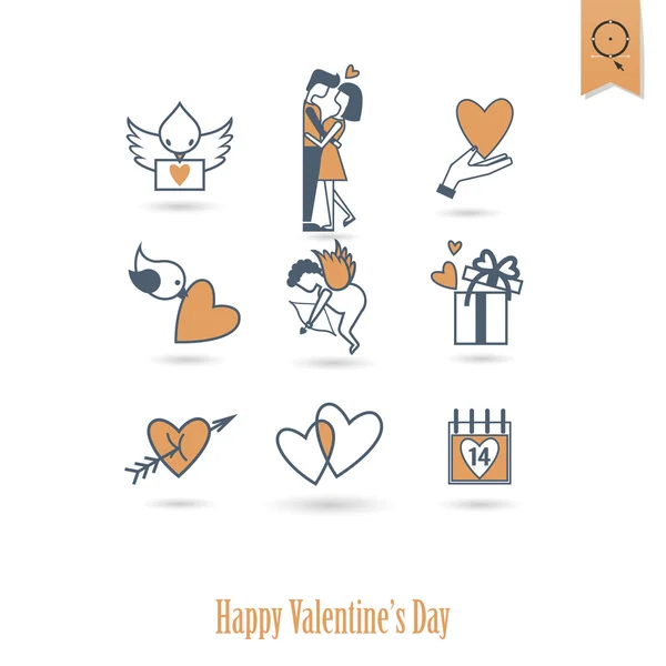 Щасливі значки дня Святого Валентина — стоковий вектор