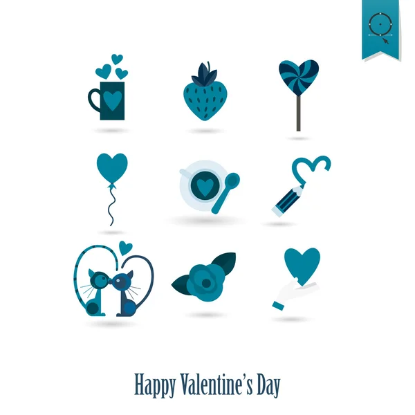 Joyeuses icônes Saint-Valentin — Image vectorielle