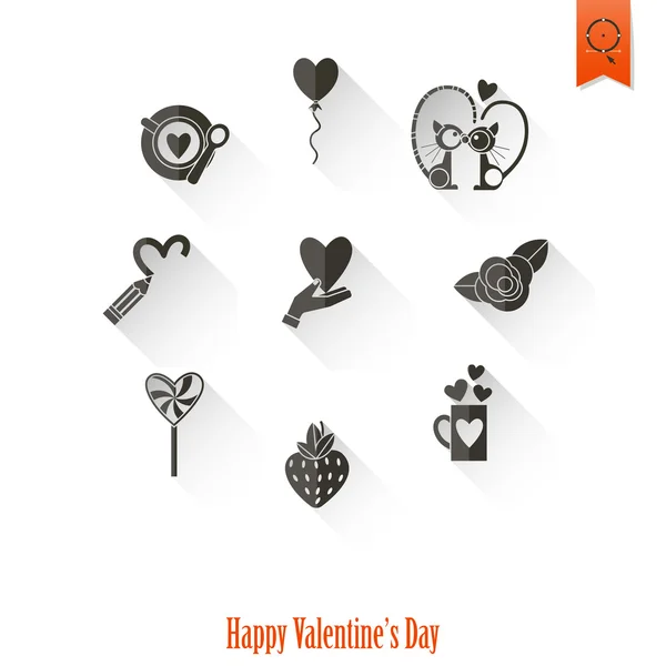 Happy Valentines Day Icons — Stock Vector