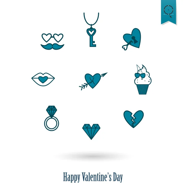 Happy Valentijnsdag pictogrammen — Stockvector