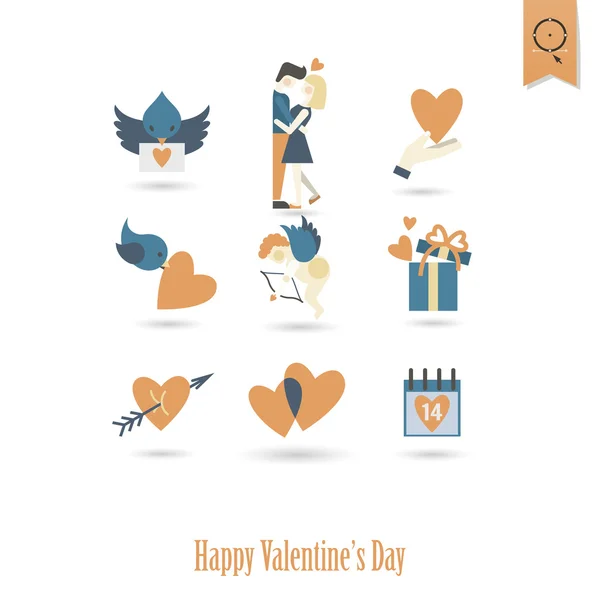 Иконы с Днем святого Валентина — стоковый вектор