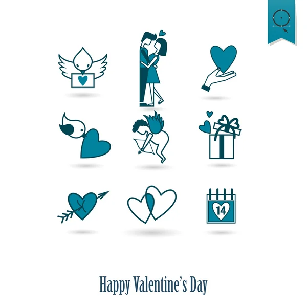 Happy Valentines Day Icons — Stock Vector