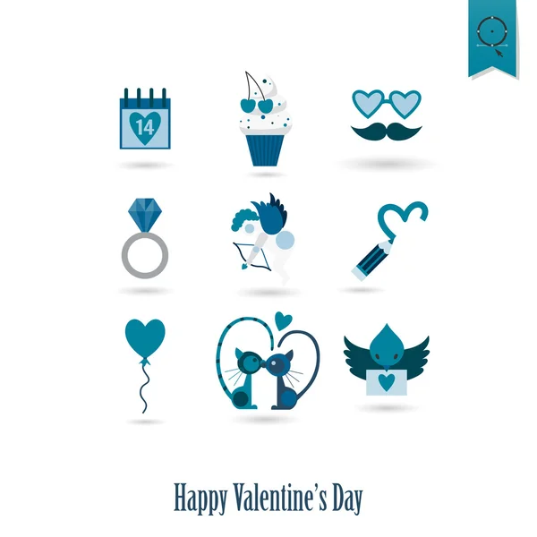 Feliz día de San Valentín Iconos — Vector de stock