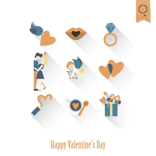 Happy Valentijnsdag pictogrammen — Stockvector