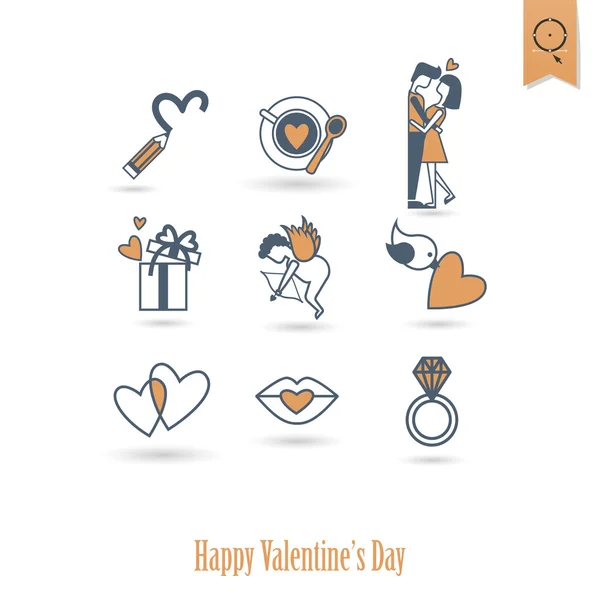 Happy Valentijnsdag pictogrammen — Stockvector