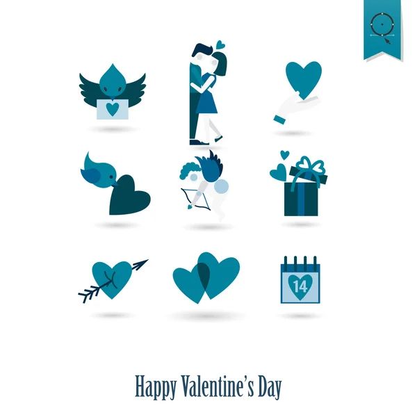 Joyeuses icônes Saint-Valentin — Image vectorielle