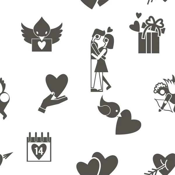 Romántico sin costuras con símbolos del día de San Valentín — Archivo Imágenes Vectoriales