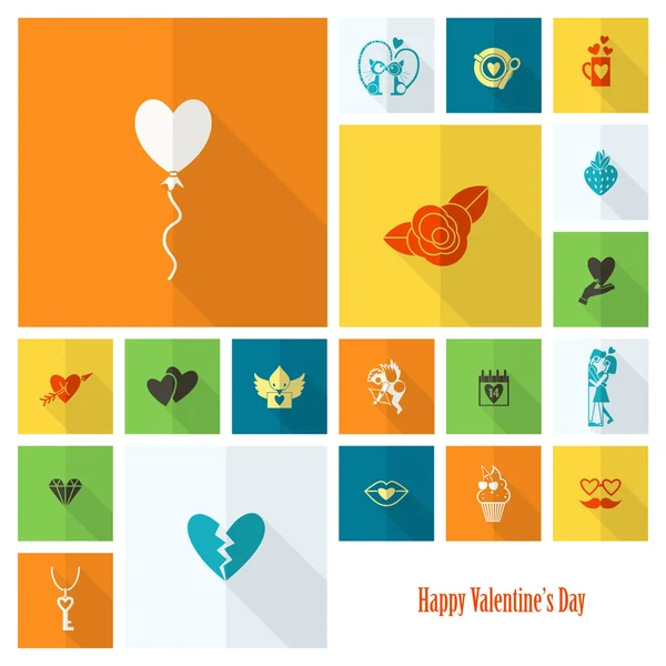 Happy Valentines Day Icons — Stock Vector