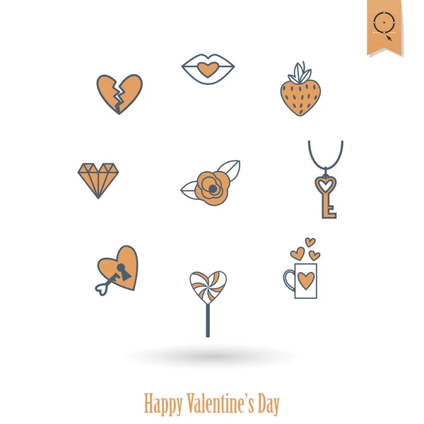 Happy Valentijnsdag pictogrammen — Stockvector