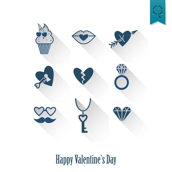 Feliz día de San Valentín Iconos — Vector de stock