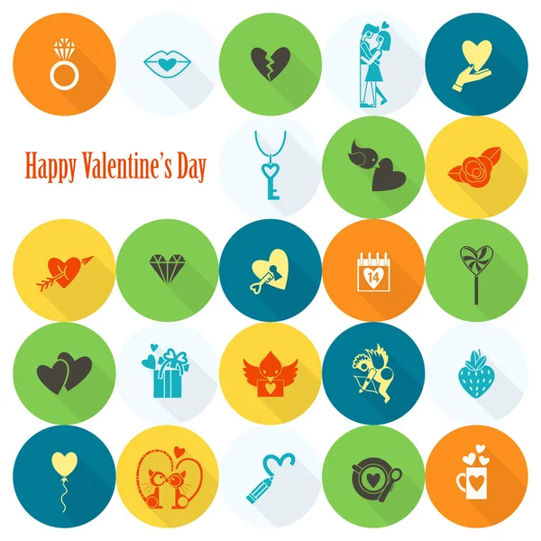 Happy Valentijnsdag pictogrammen — Stockvector