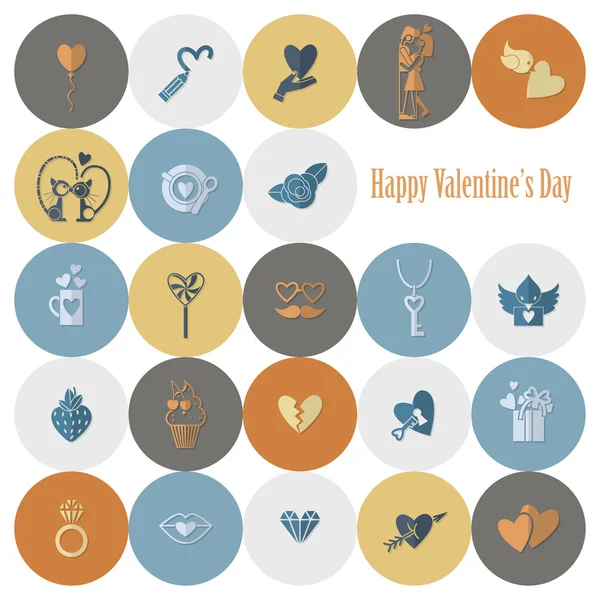 Feliz día de San Valentín Iconos — Vector de stock