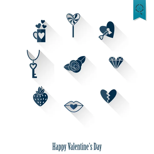 Feliz día de San Valentín Iconos — Vector de stock