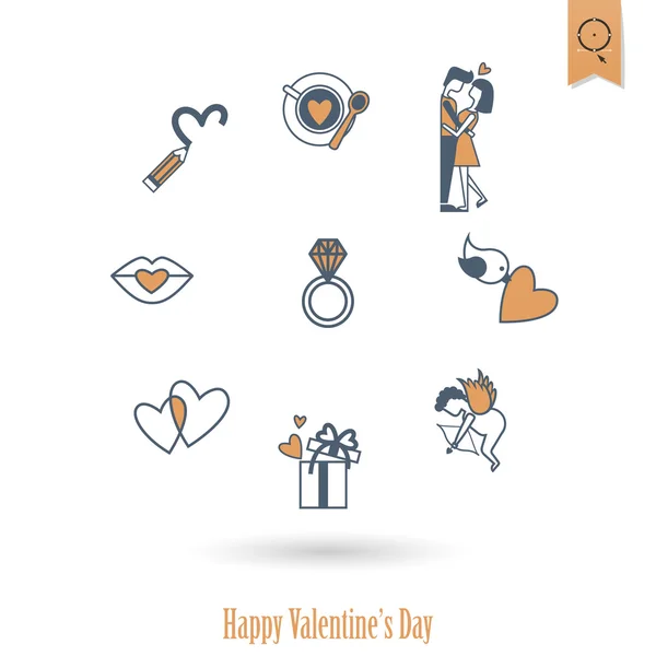 Happy Valentijnsdag pictogrammen — Stockvector