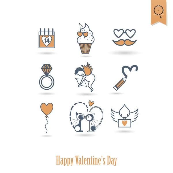 Happy Valentijnsdag pictogrammen — Stockvector