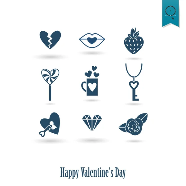 Happy Valentijnsdag pictogrammen — Stockvector