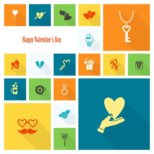 Happy Valentines Day Icons — Stock Vector