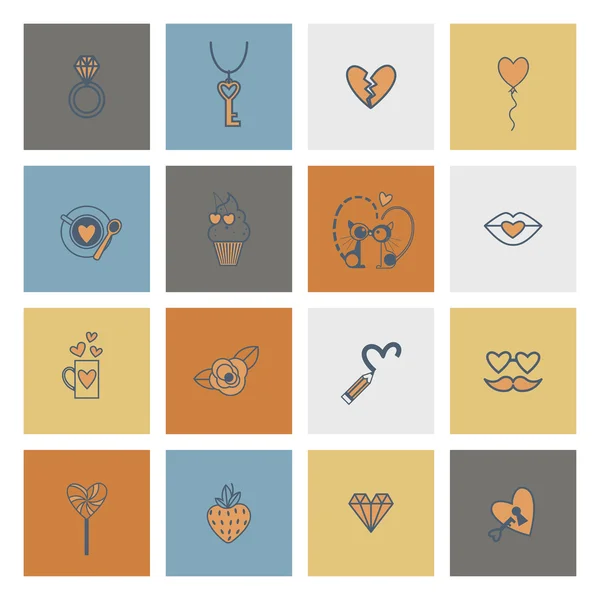 Happy Valentijnsdag pictogrammen — Stockvector