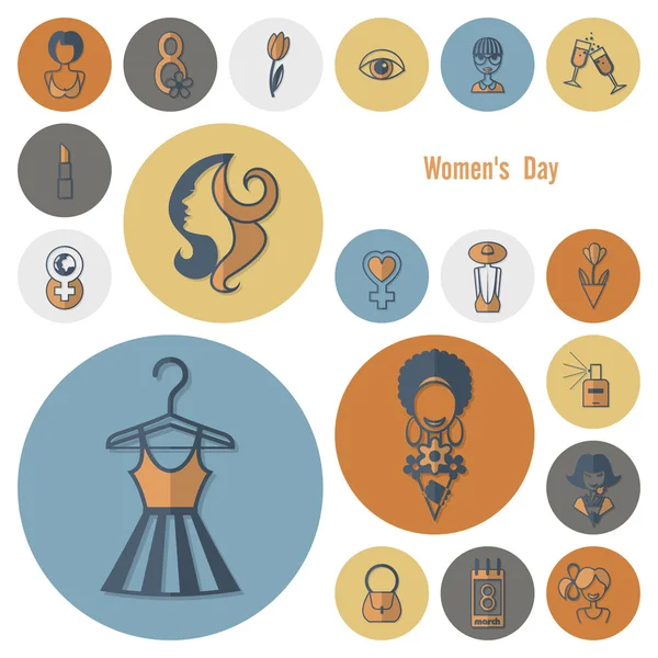 Kvinnans dag Ikonuppsättning — Stock vektor