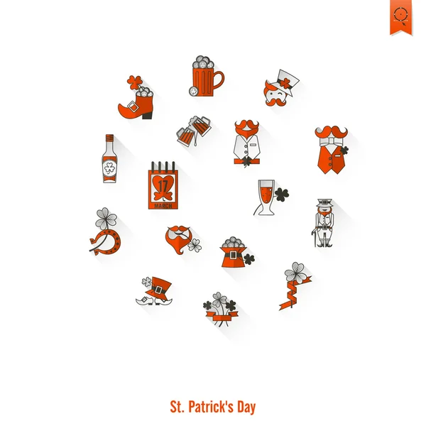 Ensemble d'icônes isolées de la Saint Patricks Day — Image vectorielle