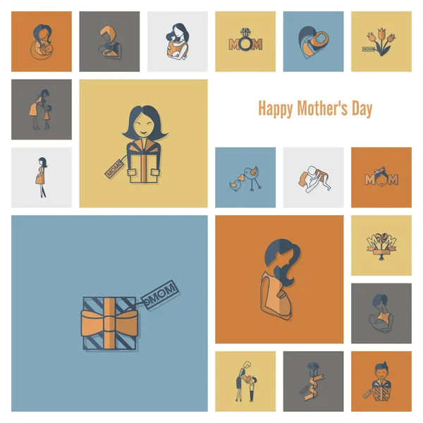 Feliz Día de las Madres Iconos — Vector de stock