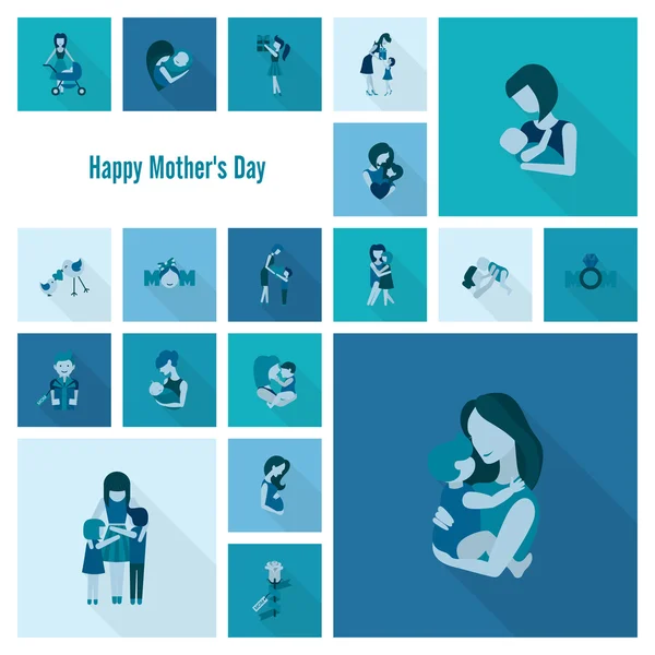 Happy Mothers Day Icons — Stock Vector