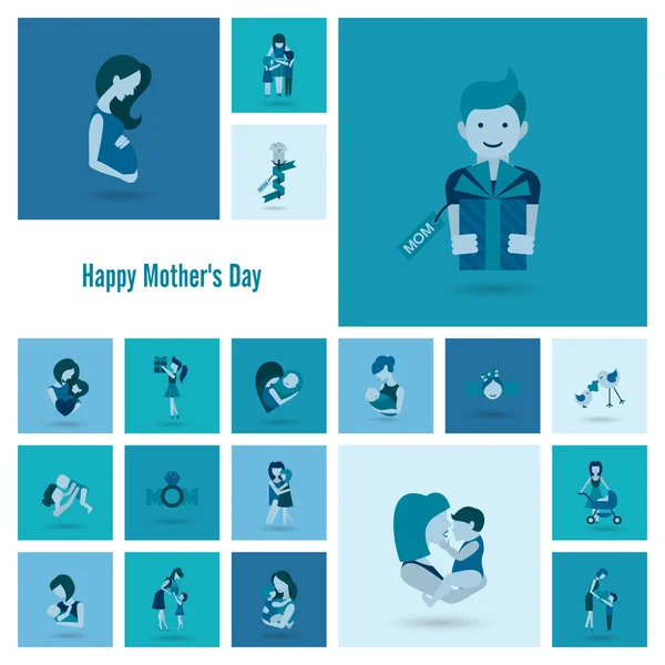 Feliz Día de las Madres Iconos — Vector de stock