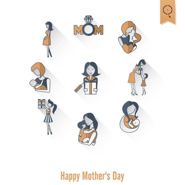 Happy Mothers Day Icons — Stock Vector