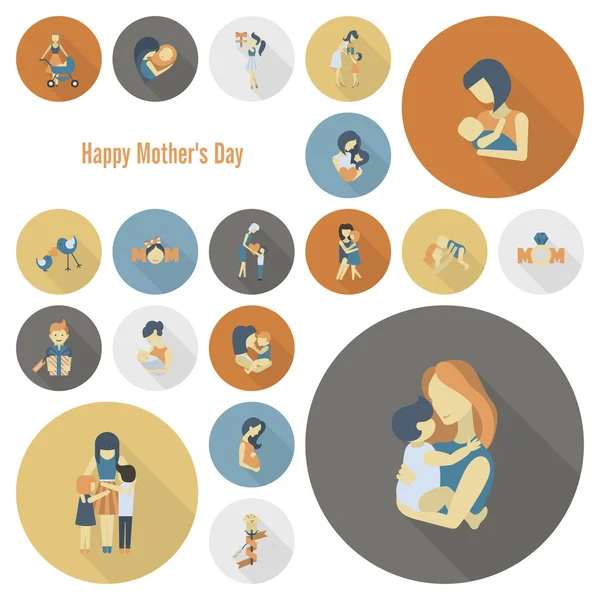 Happy Mothers Day Icons — Stock Vector