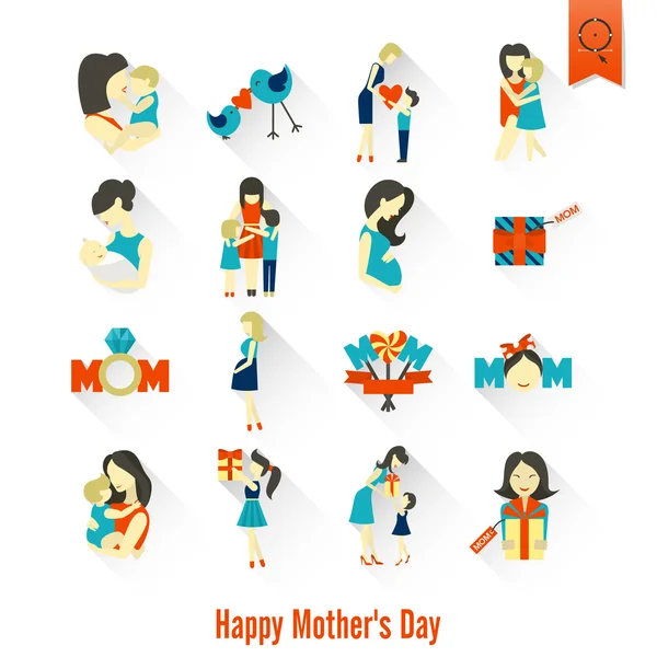 Happy Mothers Day Icônes — Image vectorielle