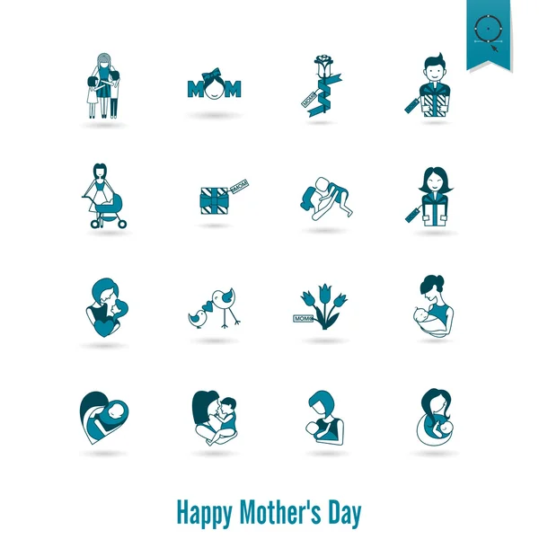 Happy Mothers Day pictogrammen — Stockvector