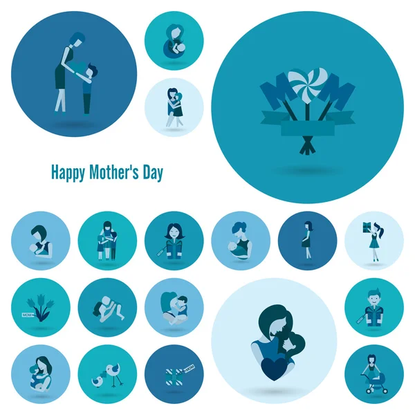 Feliz Día de las Madres Iconos — Vector de stock