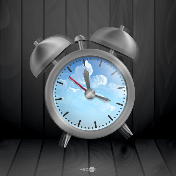 Reloj despertador de estilo clásico de metal — Vector de stock