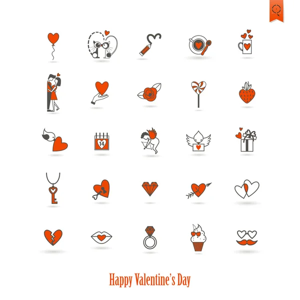 Joyeuses icônes Saint-Valentin — Image vectorielle