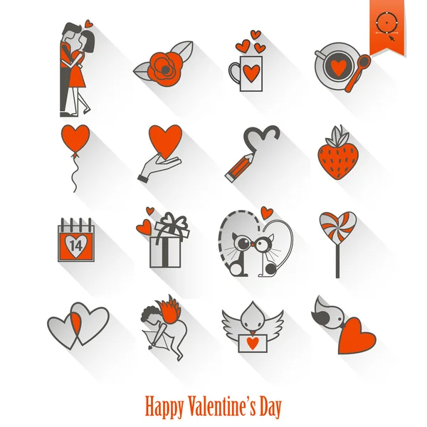 Joyeuses icônes Saint-Valentin — Image vectorielle