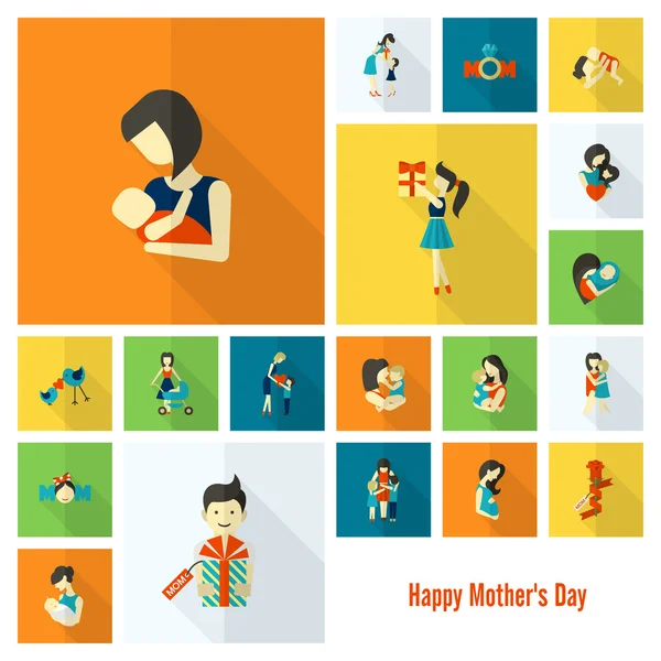 Happy Mothers Day pictogrammen — Stockvector