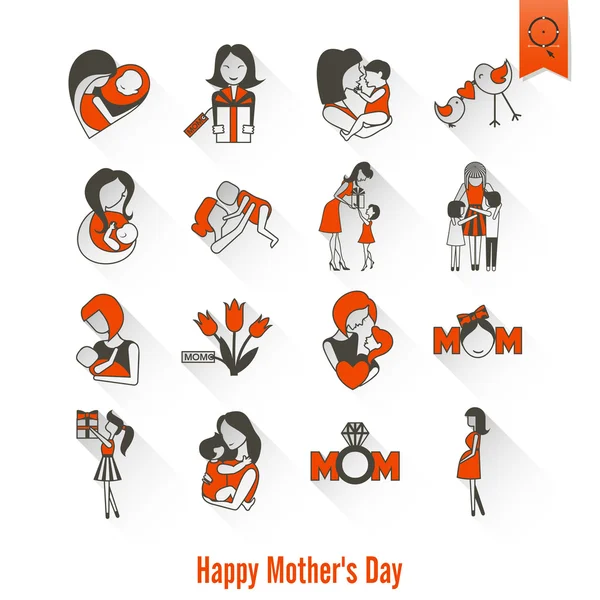 Happy Mothers Day Icons — Stock Vector